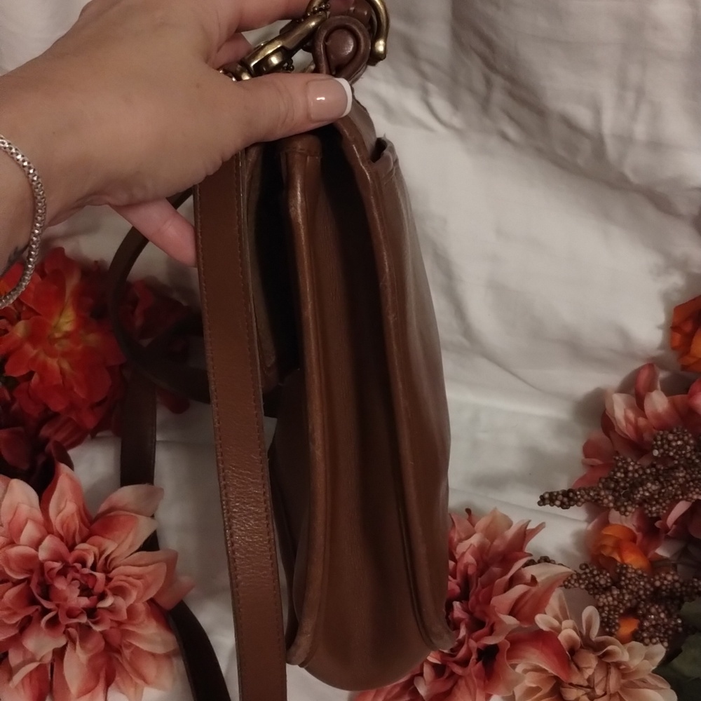 Coach Brown Leather Top-Handle Satchel with Gold Hardware - Picture 3 of 6